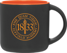 Load image into Gallery viewer, 1833 Coffee Mug Black Matte w/gloss Orange on Inside

