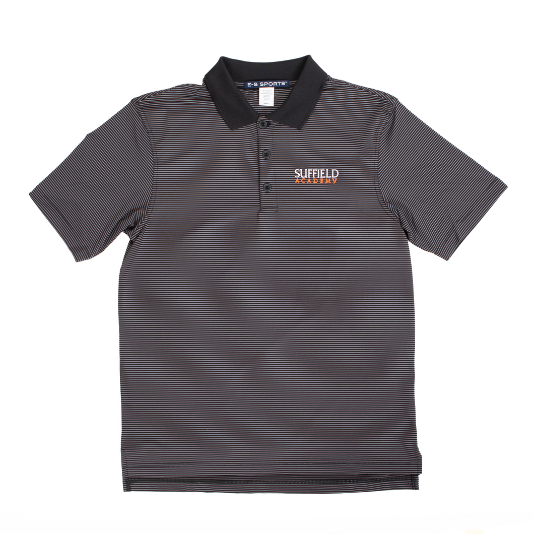 ES Sports Golf Polo in Black and Grey Stripes