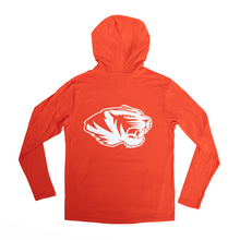 Load image into Gallery viewer, ES Sports Tee Shirt Long Sleeve Orange Hoodie with Tiger on Back
