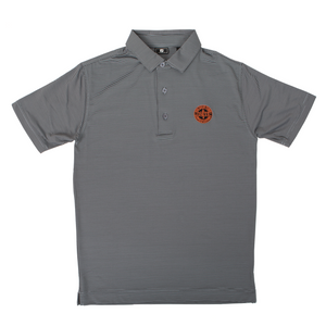 FJ Grey/Black Stripe Polo with School Seal