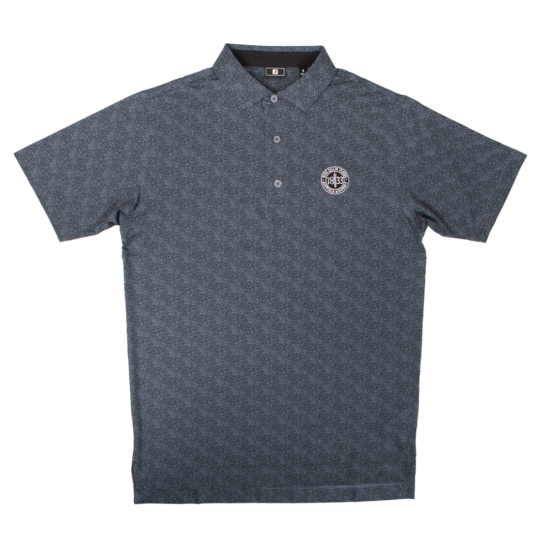 FJ Speckle Print Polo Flint/Black with School Seal