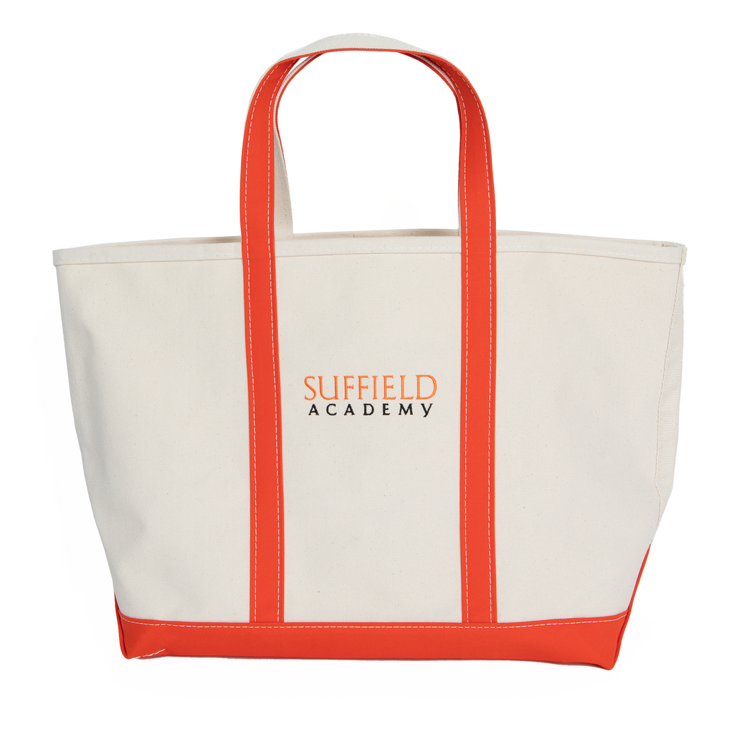 LL Bean Large Boat Tote With Orange Trim