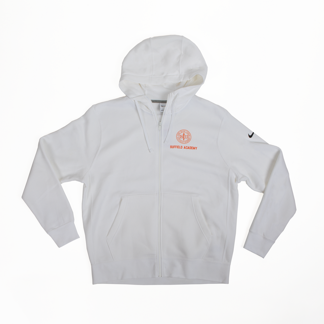 Nike White Zip Front Hoodie