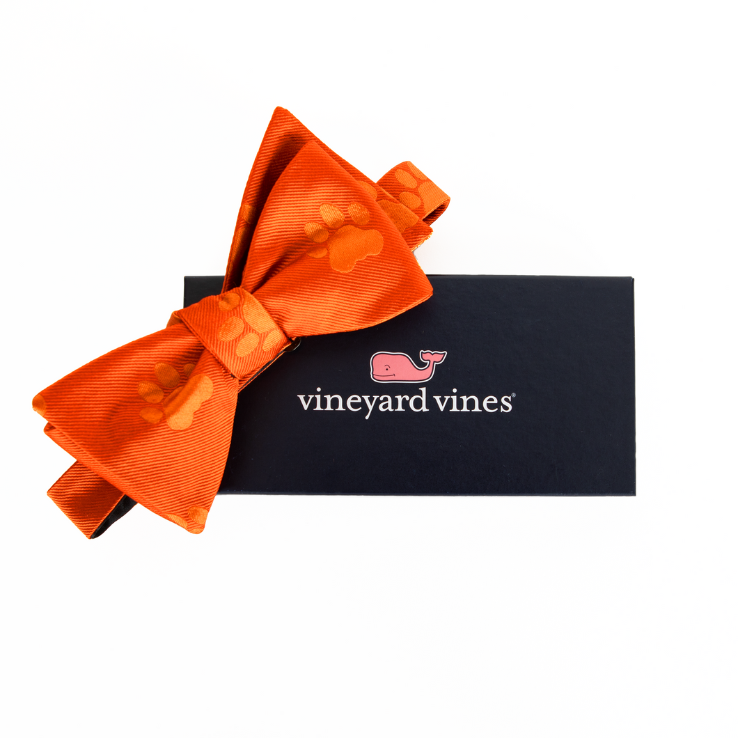 Vineyard Vines Orange Paw Print Bow Tie